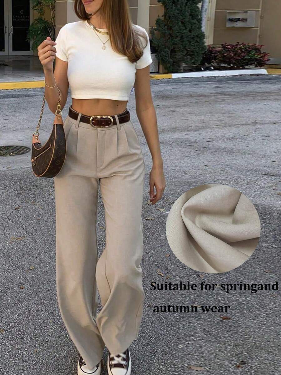 Vintage Glam High-Waisted Wide-Leg Loose Fit Trousers