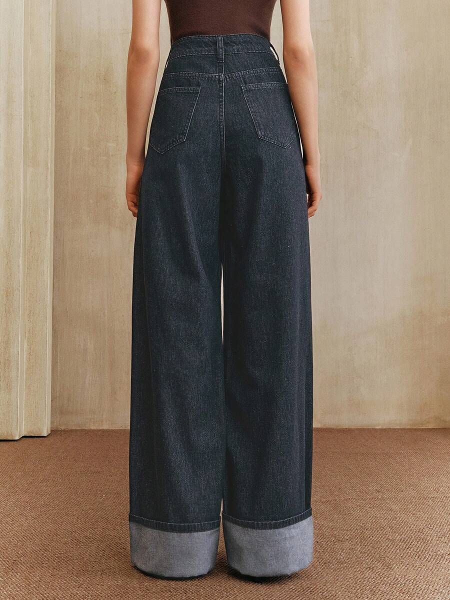 Women's Slim Fit Straight Leg Denim Jeans - Winter Date Night Essential