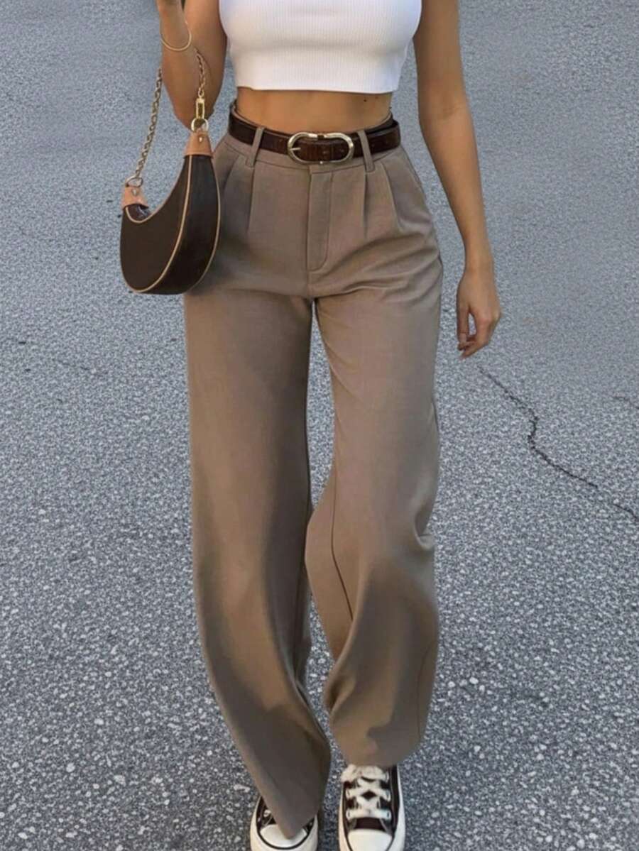 Vintage Glam High-Waisted Wide-Leg Loose Fit Trousers