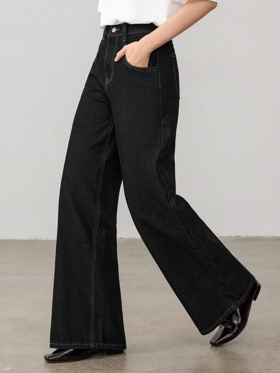Women's Tall Mid-Rise Loose Straight Leg Denim Jeans