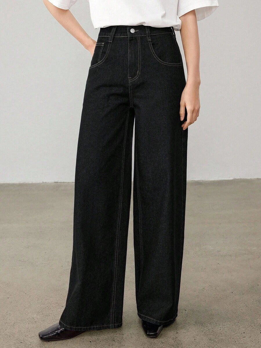 Women's Tall Mid-Rise Loose Straight Leg Denim Jeans