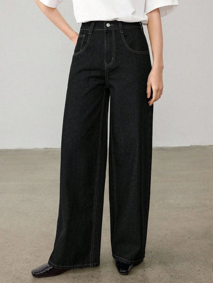 Women's Tall Mid-Rise Loose Straight Leg Denim Jeans