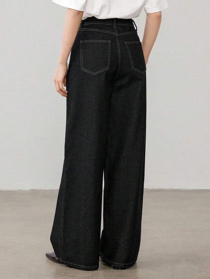 Women's Tall Mid-Rise Loose Straight Leg Denim Jeans