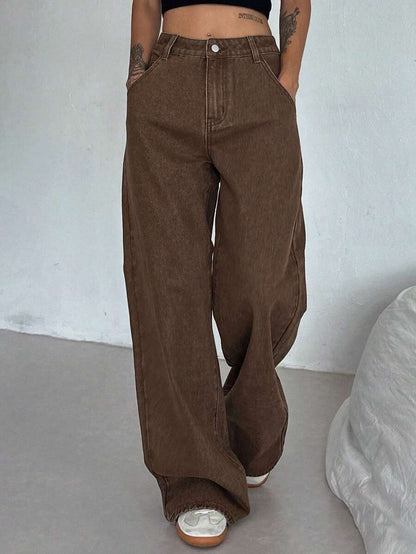 Women's Tall Mid-Rise Loose Straight Leg Denim Jeans