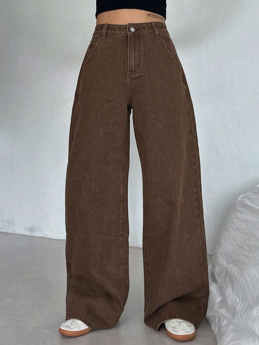 Women's Tall Mid-Rise Loose Straight Leg Denim Jeans