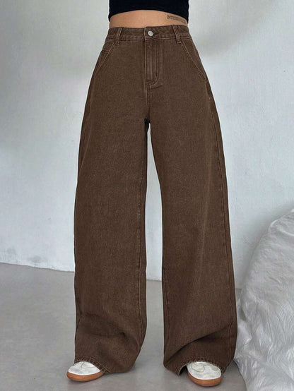 Women's Tall Mid-Rise Loose Straight Leg Denim Jeans