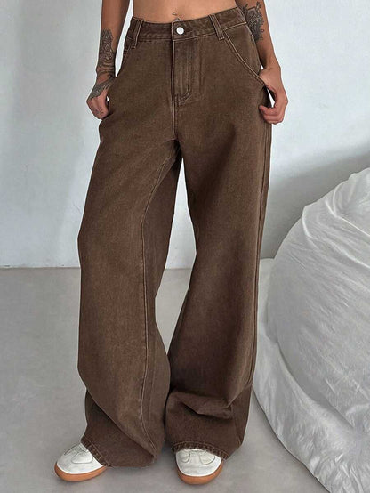 Women's Tall Mid-Rise Loose Straight Leg Denim Jeans