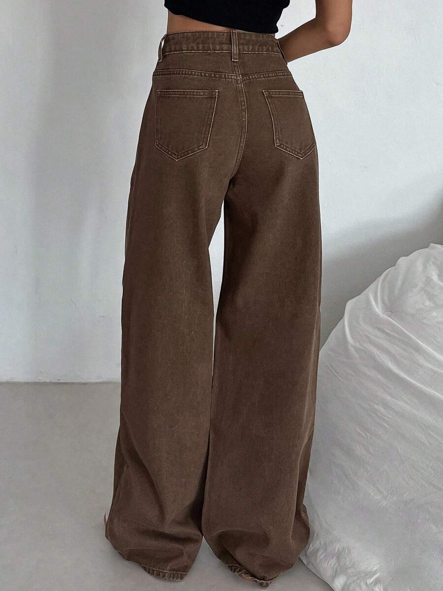 Women's Tall Mid-Rise Loose Straight Leg Denim Jeans