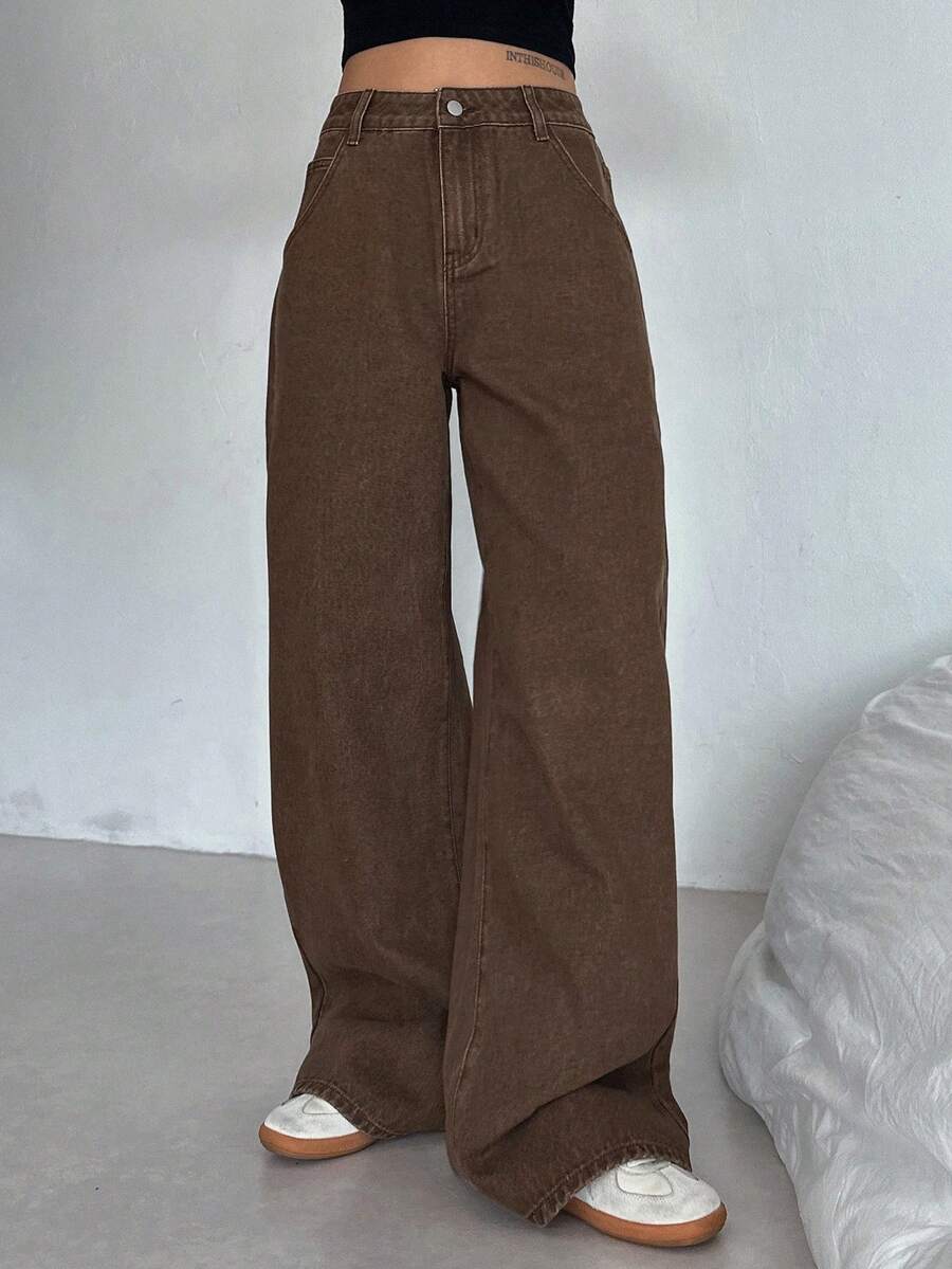 Women's Tall Mid-Rise Loose Straight Leg Denim Jeans