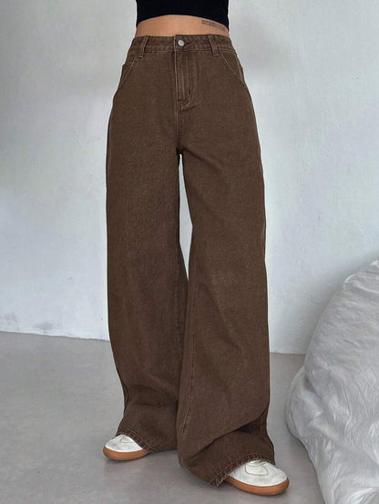 Women's Tall Mid-Rise Loose Straight Leg Denim Jeans