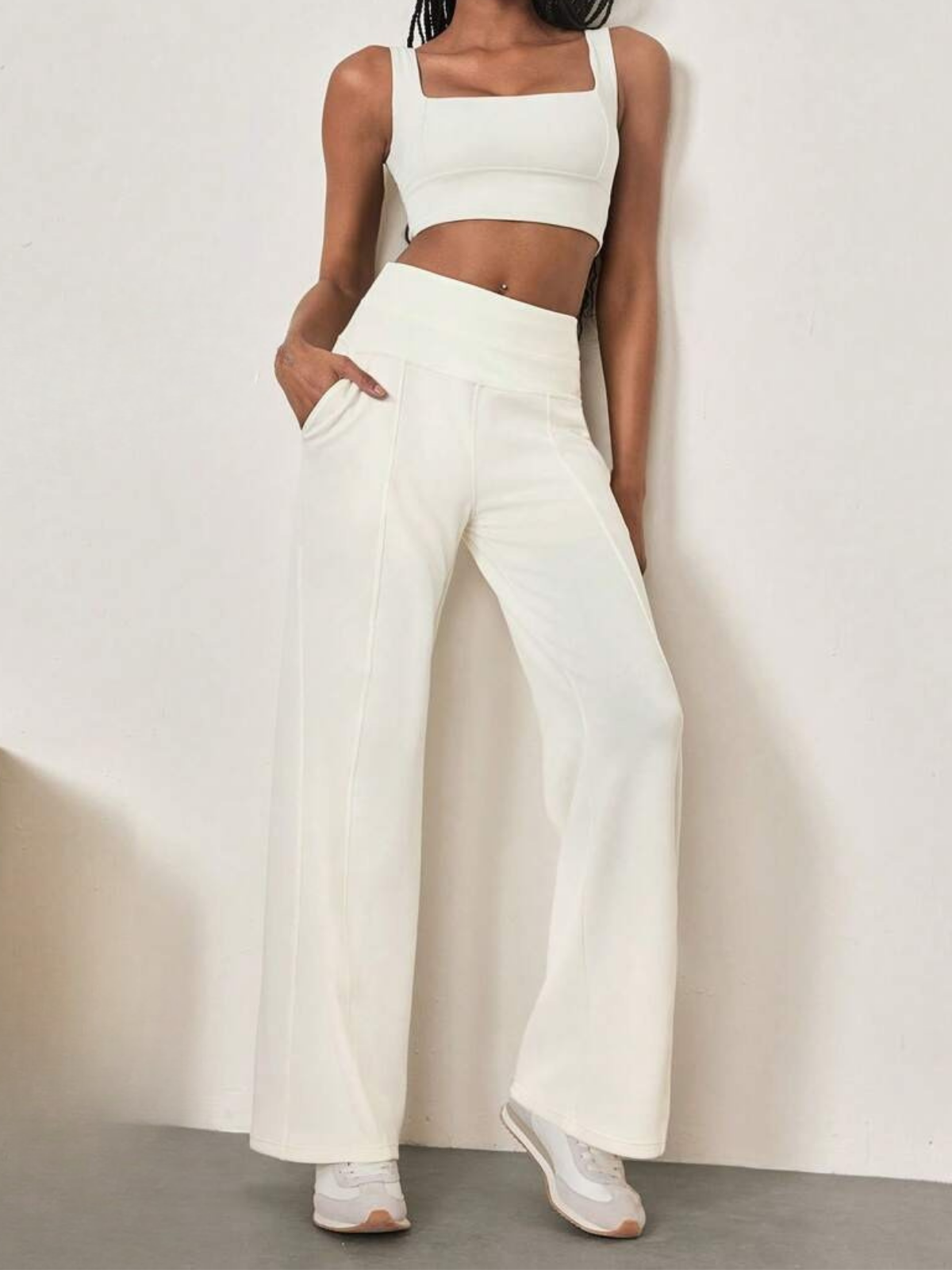 High-Waisted Modal Silk Wide-Leg Lounge Pants with Pockets