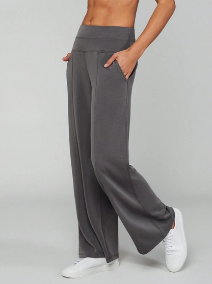 High-Waisted Modal Silk Wide-Leg Lounge Pants with Pockets