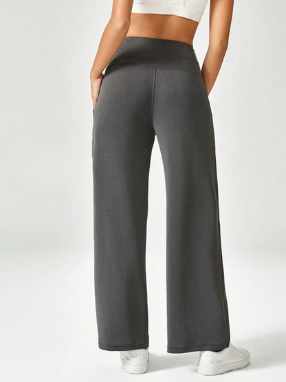 High-Waisted Modal Silk Wide-Leg Lounge Pants with Pockets
