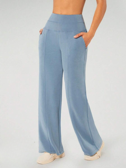 High-Waisted Modal Silk Wide-Leg Lounge Pants with Pockets