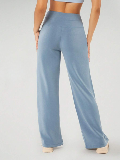 High-Waisted Modal Silk Wide-Leg Lounge Pants with Pockets