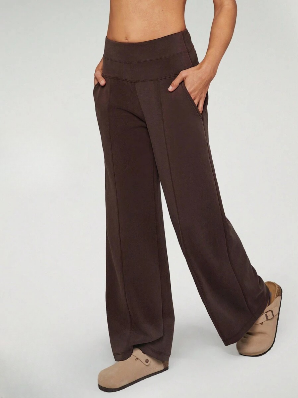 High-Waisted Modal Silk Wide-Leg Lounge Pants with Pockets