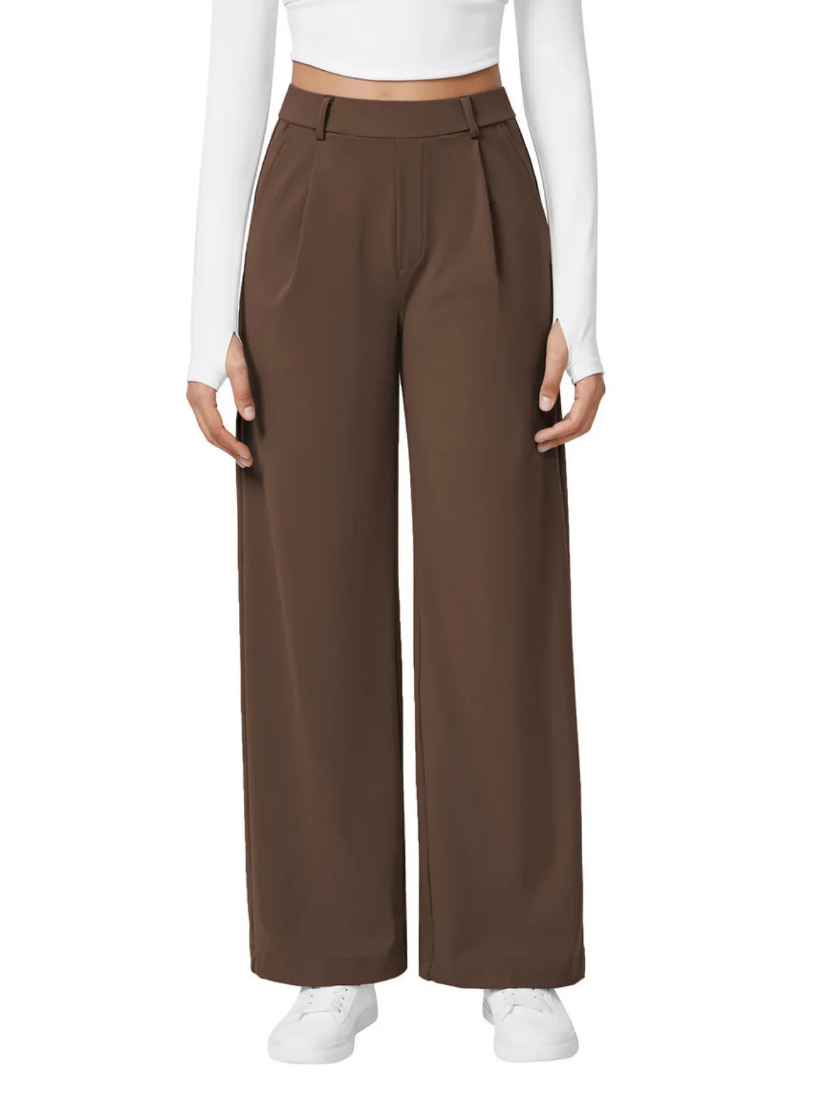 Effortless High-Waisted Wide-Leg Trousers for Women - Comfortable Everyday Fit