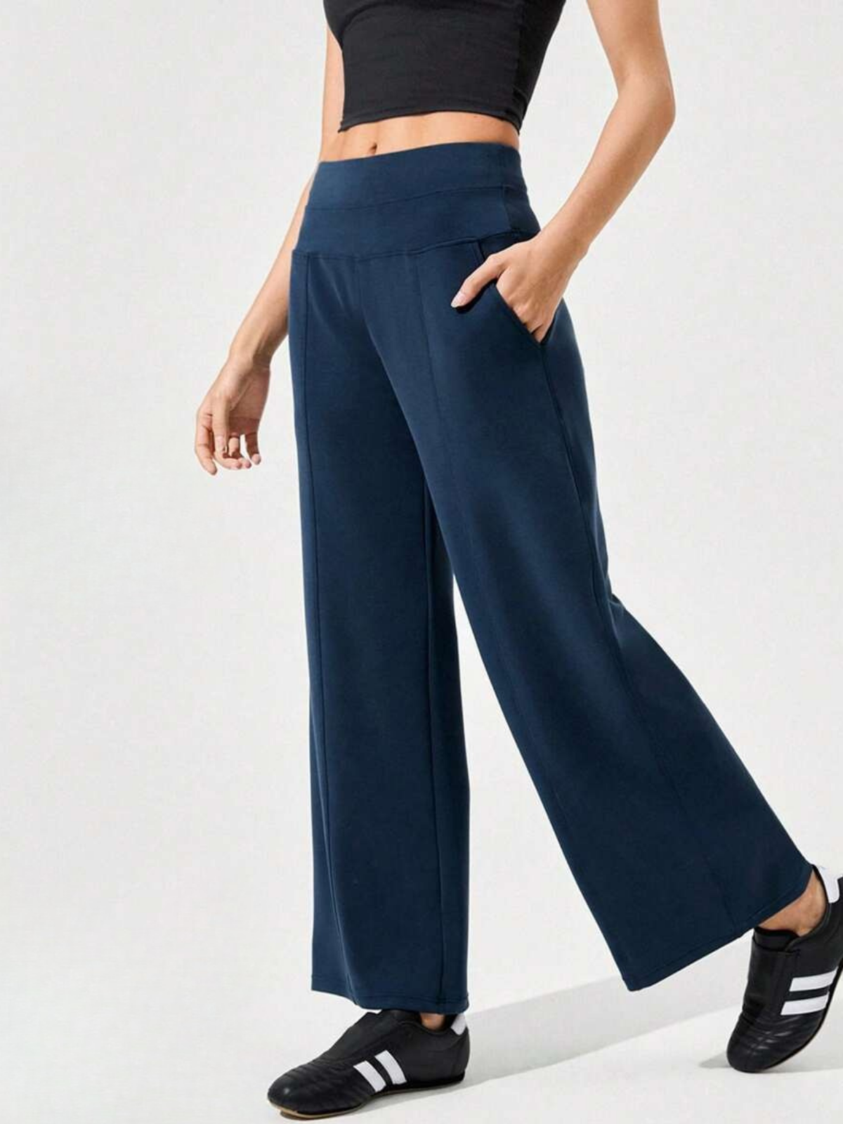 High-Waisted Modal Silk Wide-Leg Lounge Pants with Pockets