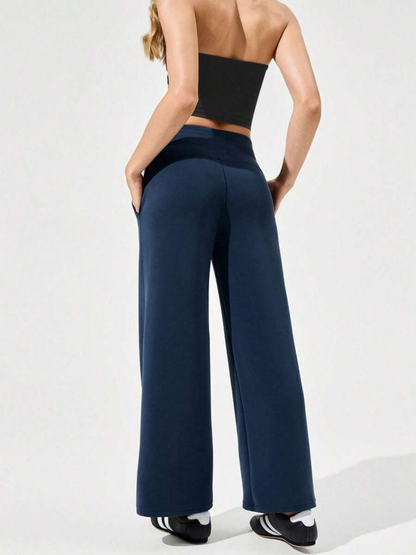 High-Waisted Modal Silk Wide-Leg Lounge Pants with Pockets