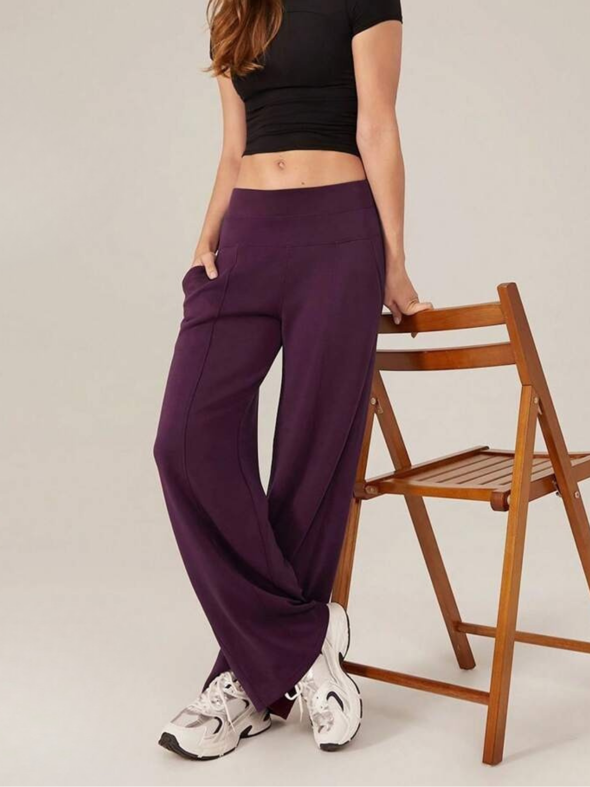 High-Waisted Modal Silk Wide-Leg Lounge Pants with Pockets