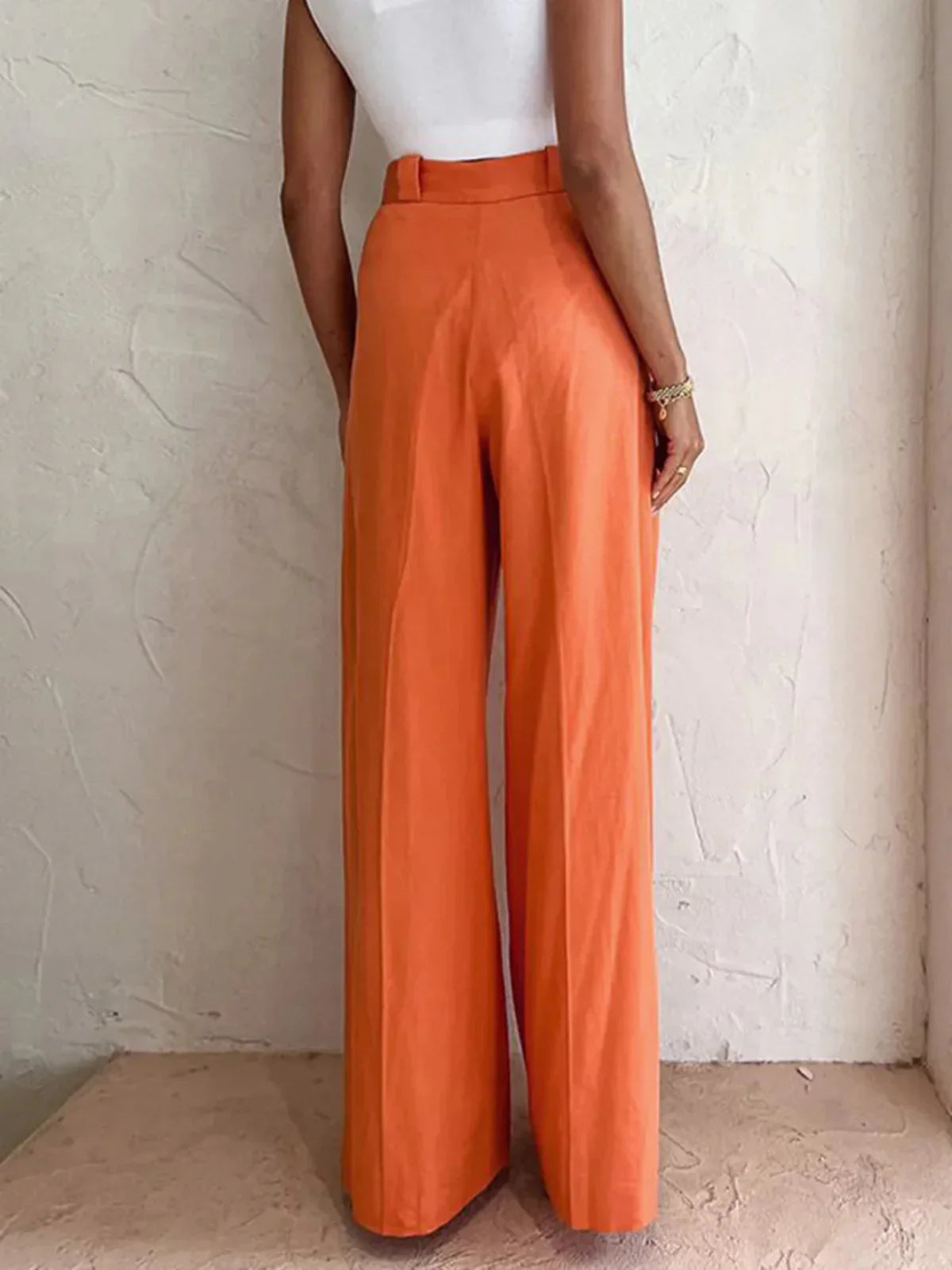 Women's Vitamin-C Casual High-Waisted Wide-Leg Trousers