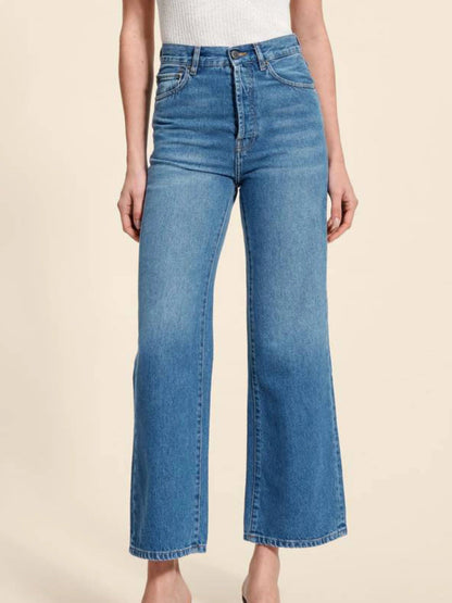 Women's Loose Fit High-Waisted Straight Leg Denim Jeans