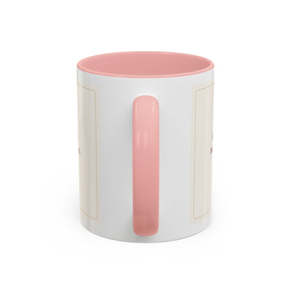 STAPLE Good Friends, Warm Moments 11 oz mug in Pink, handle view; digital Printify mockup.