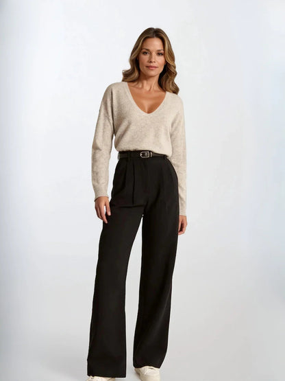 Women's High-Waisted Wide-Leg Casual Trousers