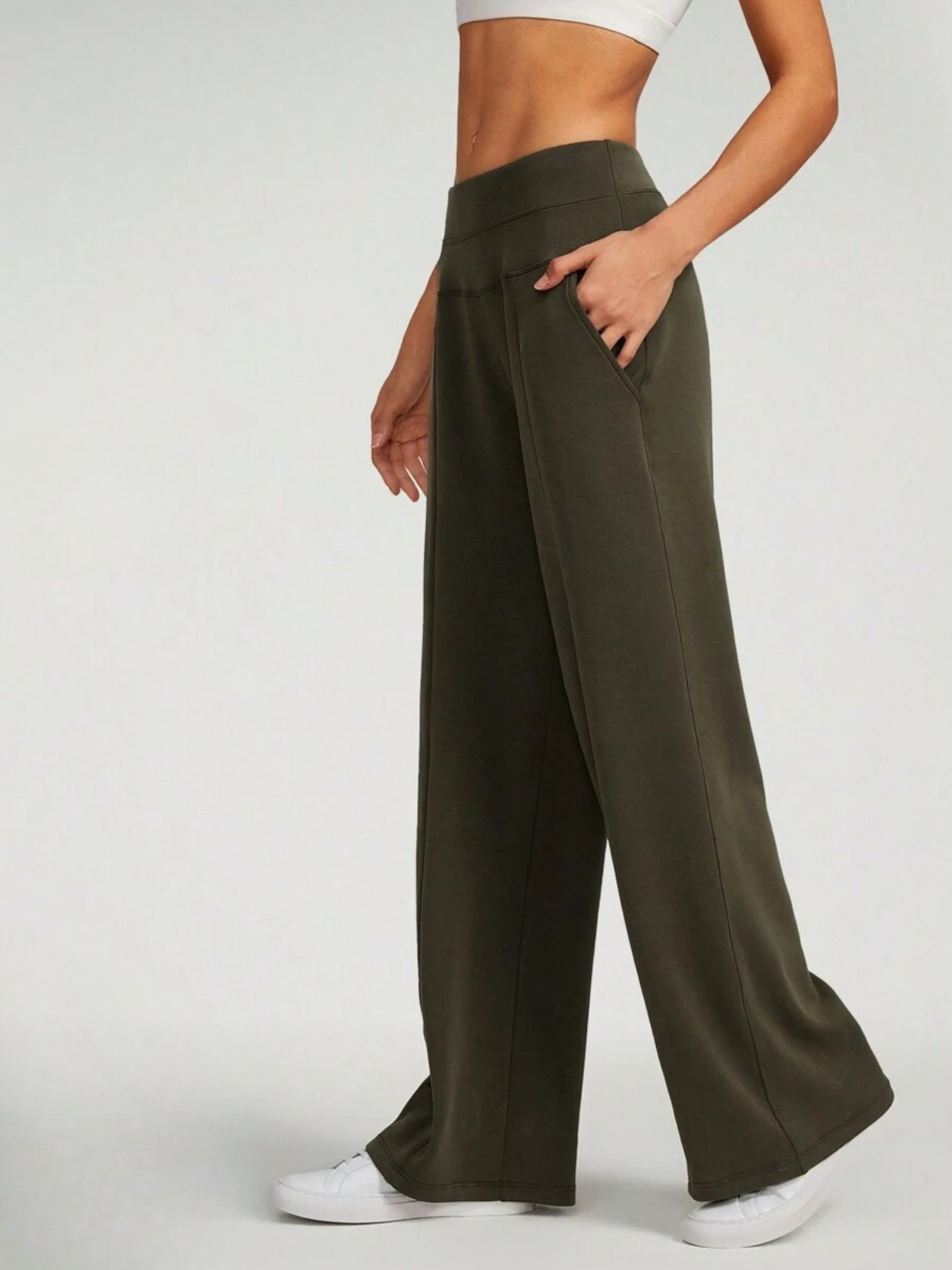 High-Waisted Modal Silk Wide-Leg Lounge Pants with Pockets