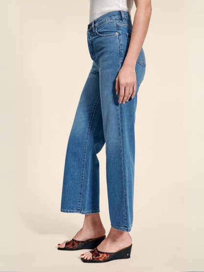 Women's Loose Fit High-Waisted Straight Leg Denim Jeans