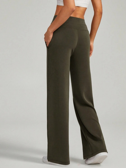 High-Waisted Modal Silk Wide-Leg Lounge Pants with Pockets