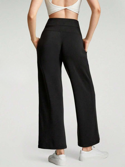 High-Waisted Modal Silk Wide-Leg Lounge Pants with Pockets