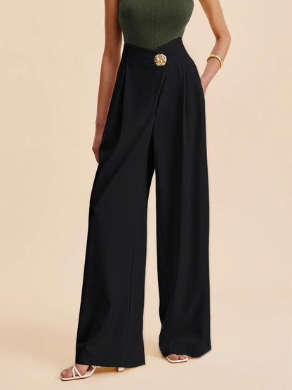Women's Embellished High-Waist Wide-Leg Tailored Trousers