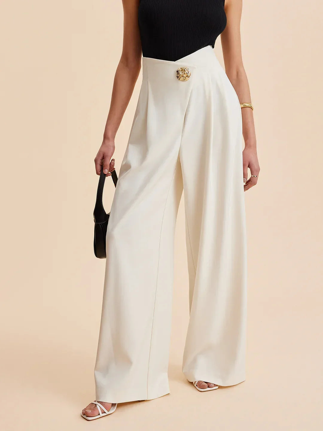 Women's Embellished High-Waist Wide-Leg Tailored Trousers