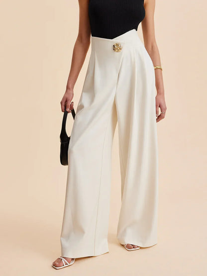 Women's Embellished High-Waist Wide-Leg Tailored Trousers