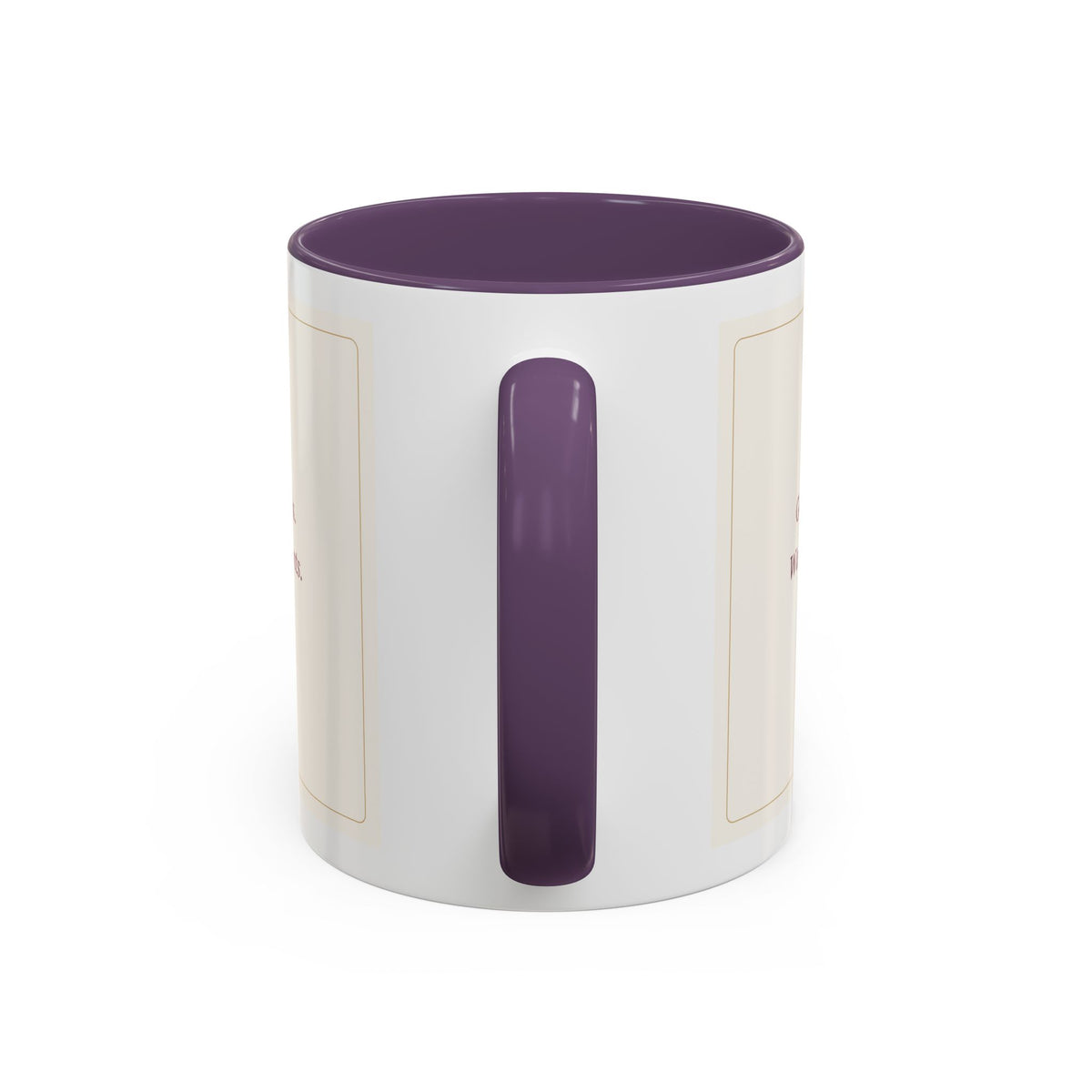 STAPLE Good Friends, Warm Moments 11 oz mug in Purple, handle view; digital Printify mockup.