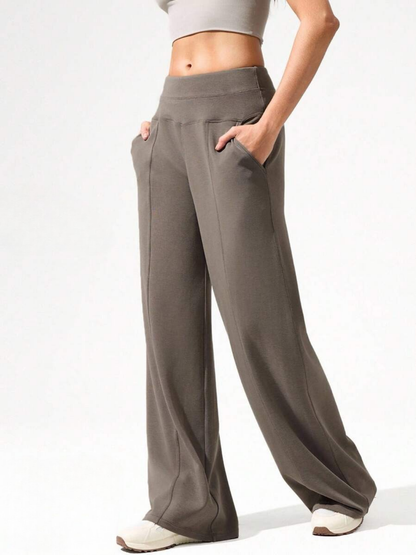 High-Waisted Modal Silk Wide-Leg Lounge Pants with Pockets