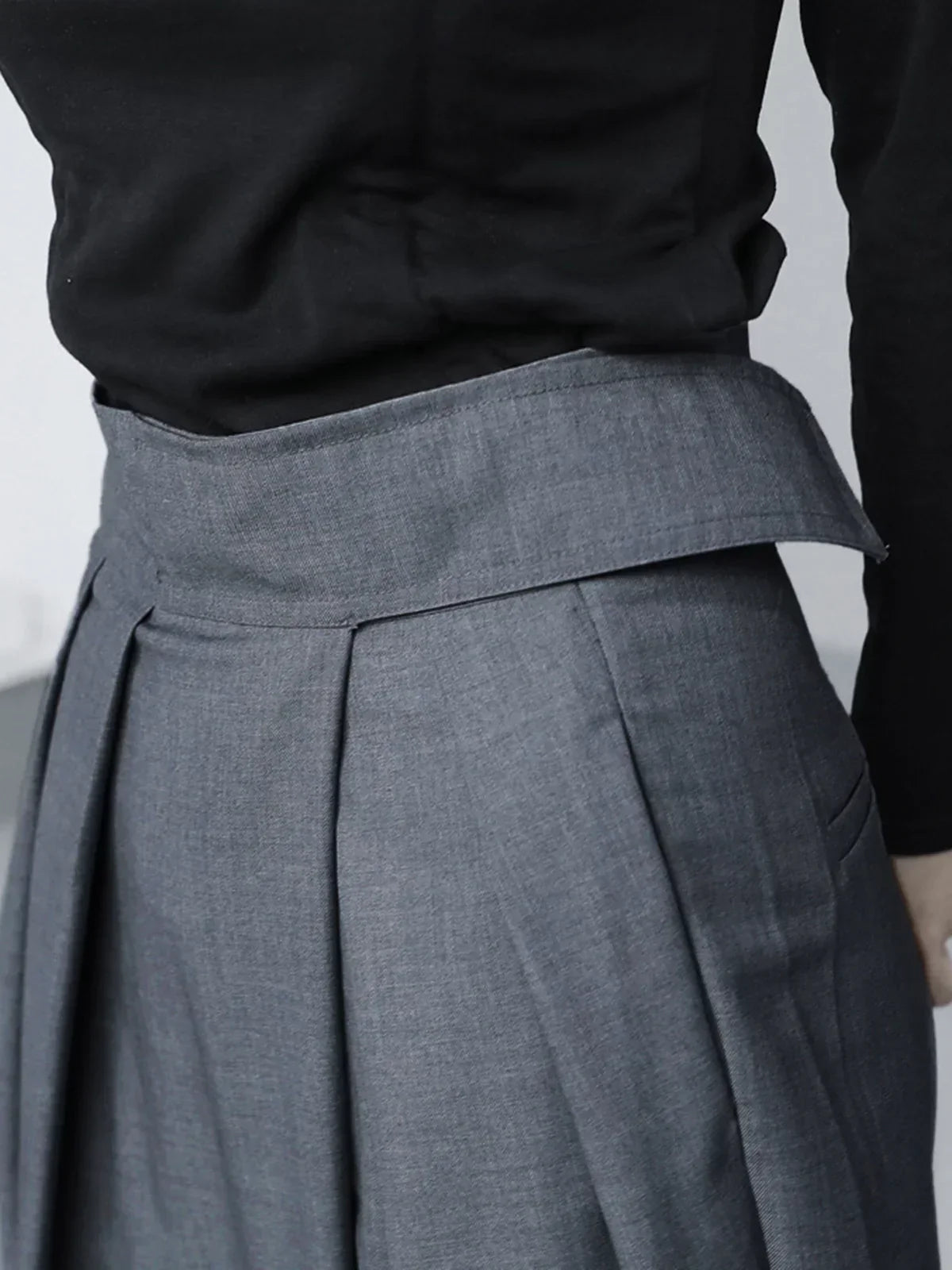 Adjustable Hook-and-Loop Fastener Wide Leg Pants with Velcro Closure
