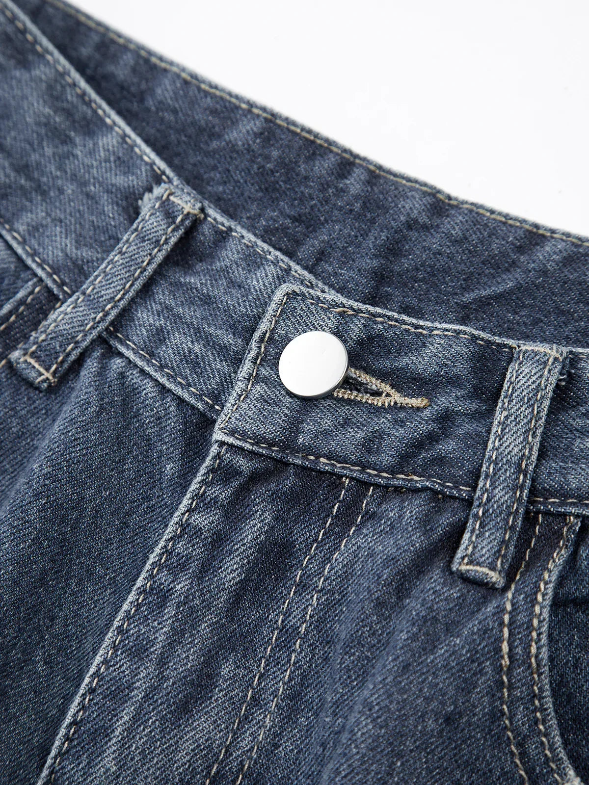 Vintage-Inspired Patchwork Pockets Denim Wide Leg Boyfriend Jeans