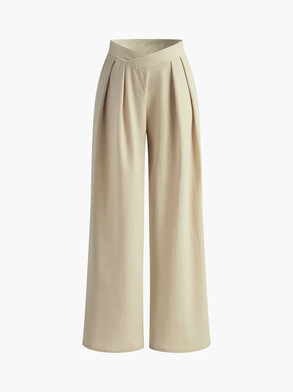 Vintage-Inspired Old Money Pleated Wide Leg Trousers