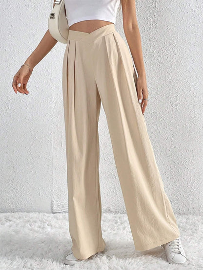 Vintage-Inspired Old Money Pleated Wide Leg Trousers