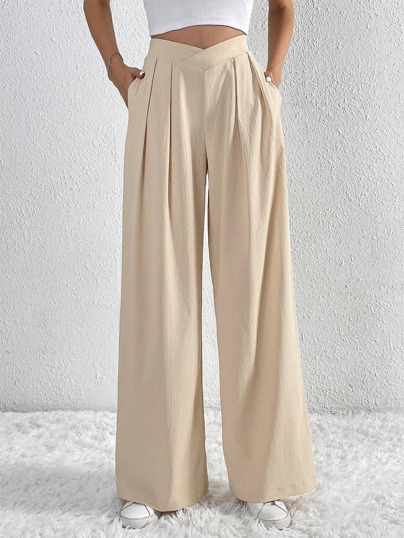 Vintage-Inspired Old Money Pleated Wide Leg Trousers