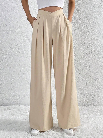 Vintage-Inspired Old Money Pleated Wide Leg Trousers