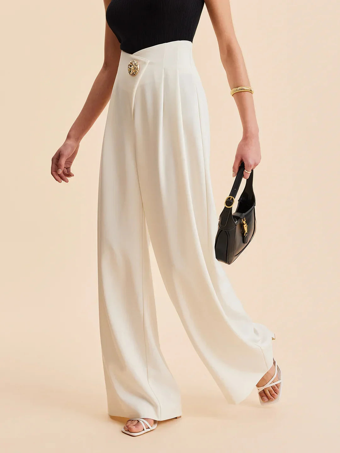 Women's Embellished High-Waist Wide-Leg Tailored Trousers