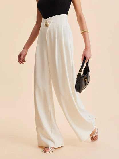 Women's Embellished High-Waist Wide-Leg Tailored Trousers