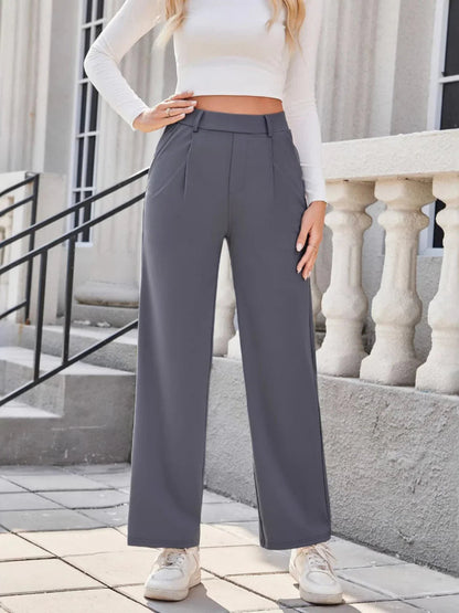 Effortless High-Waisted Wide-Leg Trousers for Women - Comfortable Everyday Fit