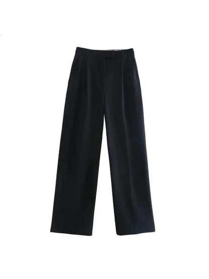 Women's Elegant Casual Loose-Fit High-Waisted Straight-Leg Trousers