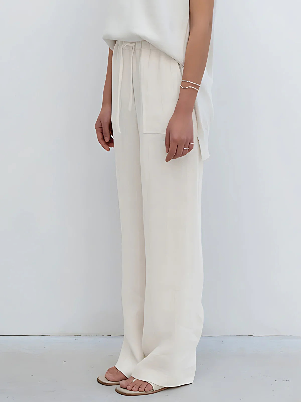 Women's Premium Linen High-Waisted Straight-Leg Trousers