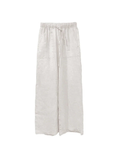 Women's Premium Linen High-Waisted Straight-Leg Trousers