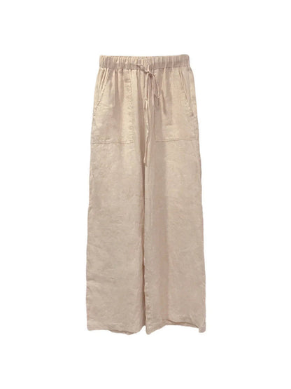 Women's Premium Linen High-Waisted Straight-Leg Trousers
